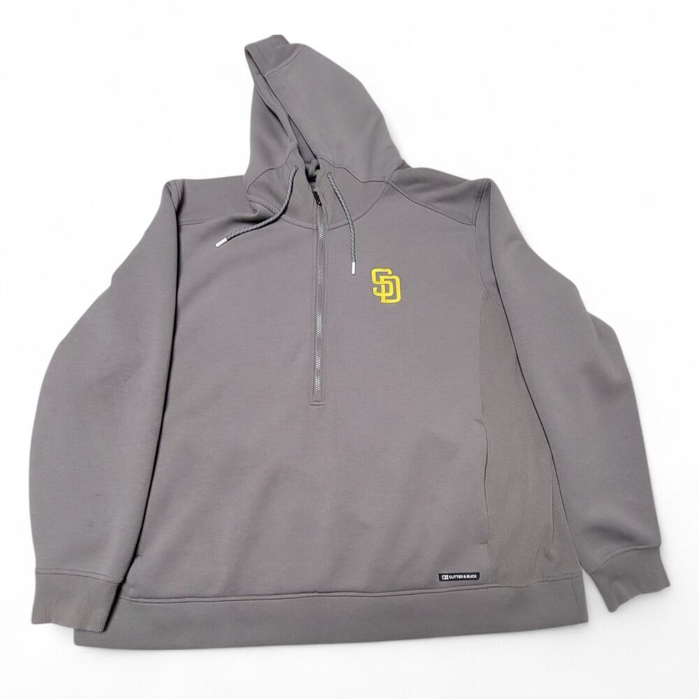 Cutter & Buck San Diego Padres Hoodie Men's XXXL Gray Roam Eco Half-Zip Baseball